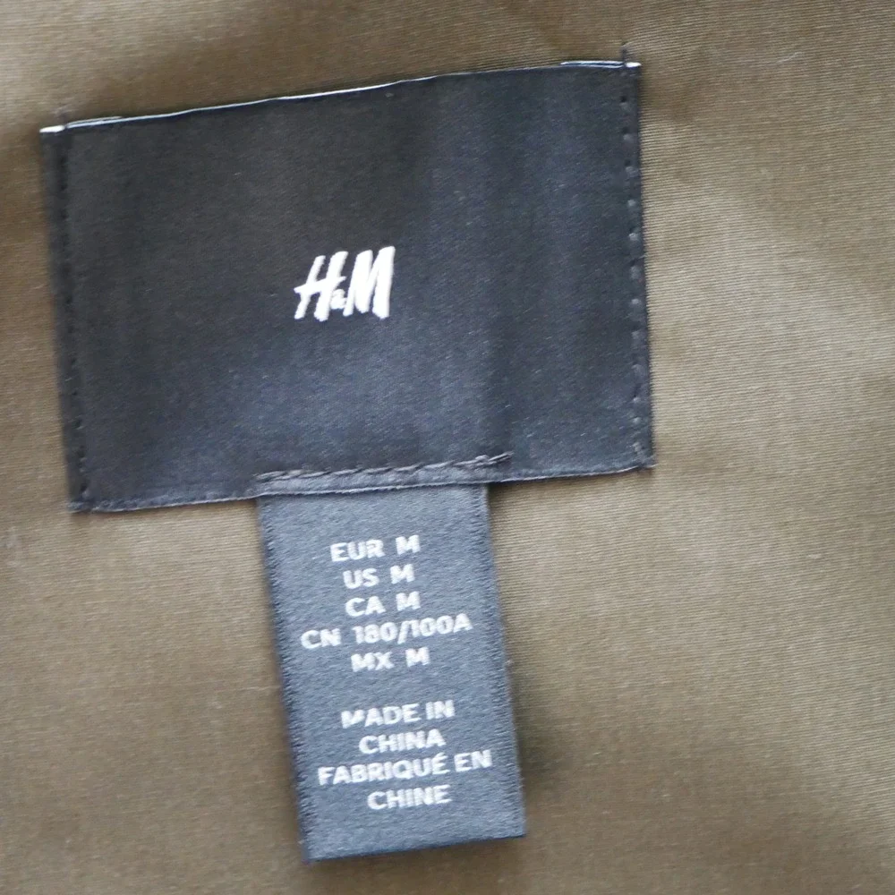 H&M Mens Utility Jacket Olive Green Corduroy Collar Field Coat Medium NEW